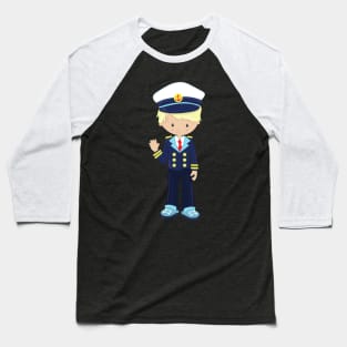Boat Captain, Skipper, Cute Boy, Blond Hair Baseball T-Shirt
